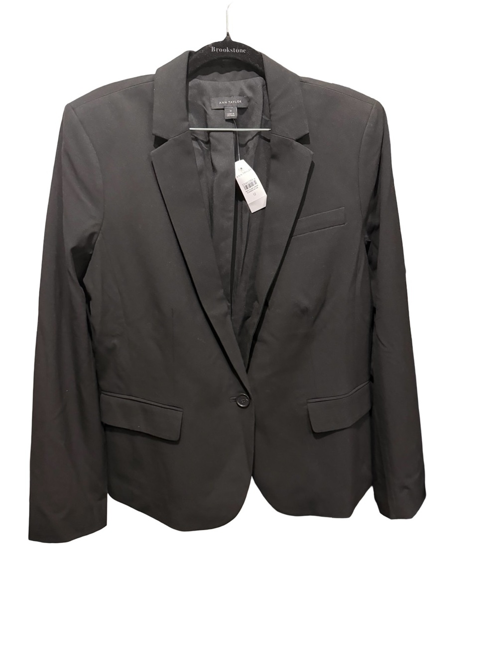 Ann Taylor Black Single-Button Notch Lapel Blazer